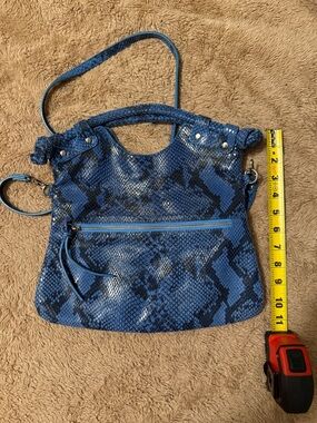 Pietro Alessandro Blue Snake-Print Shoulder Bag